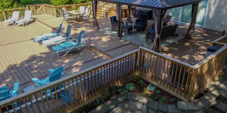 custom deck build with custom gates and railings