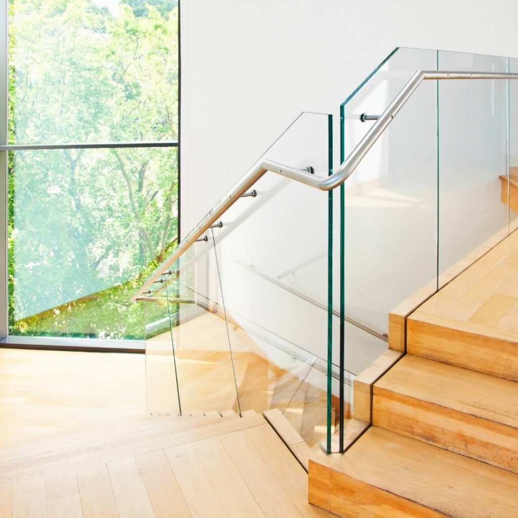 Modern Custom Stairs with glass and aluminum railing
