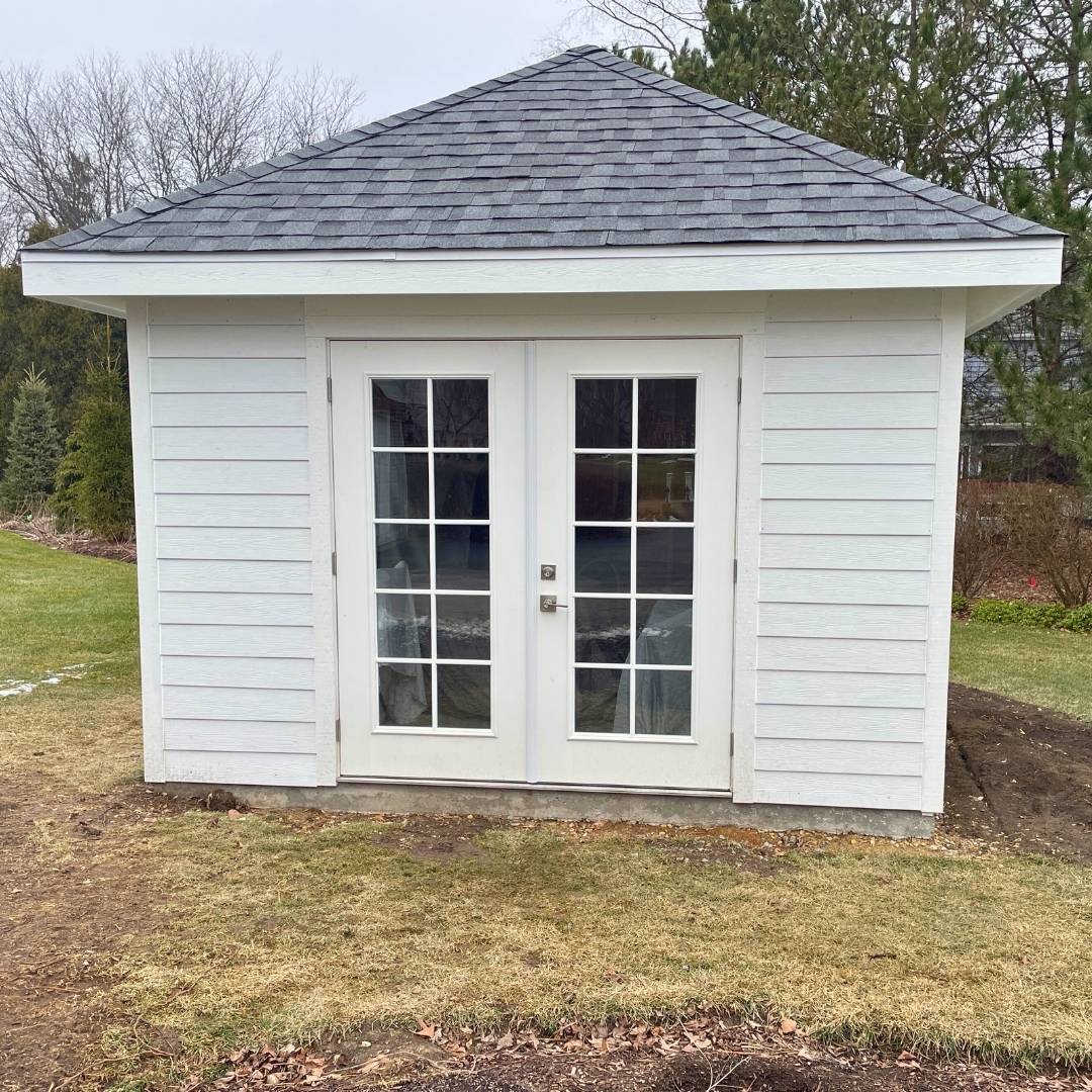 White custom shed in Inverness