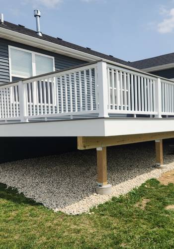 White Deck Railings on Suburban Home